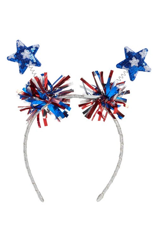 Capelli New York Kids' Sequin Star & Pom Headband in Americana at Nordstrom