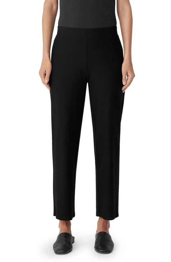 Eileen Fisher Stretch Crepe Ankle Crop Straight Leg Pants Black at Nordstrom,