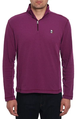 Robert Graham Polaris Embroidered Skull Quarter Zip Pullover Berry at Nordstrom,