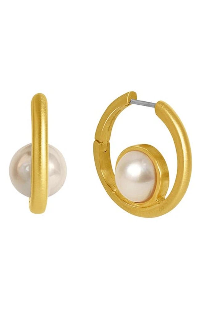 Dean Davidson Floating Cultured Pearl Hoop Earrings in Pearl/Gold at Nordstrom