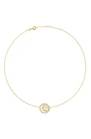 Tory Burch Miller Pavé Double Ring Pendant Necklace in Tory Gold /Crystal at Nordstrom