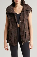 Blanc Noir Svetlana Oversize Camo Vest in Dark Chocolate Camo at Nordstrom, Size Large