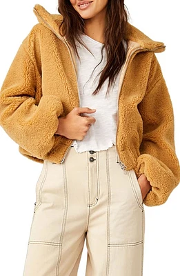 Free People Get Cozy Faux Shearling Jacket in Camel at Nordstrom, Size X-Large