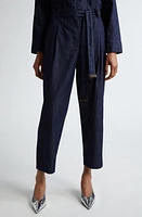 Max Mara Amour Denim Belted Crop Pants Navy at Nordstrom,