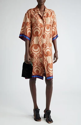 Dries Van Noten Doralia Abstract Print Belted Silk Shirtdress at Nordstrom,