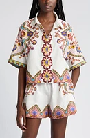 Cleobella Jeni Cotton & Linen Button-Up Shirt in Lagos Print at Nordstrom, Size Medium