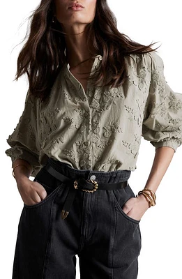 & Other Stories Tulip Embroidered Top Khaki Green Dusty Li at Nordstrom,