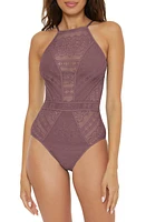 Becca Colorplay Lace Overlay One-Piece Swimsuit at Nordstrom,