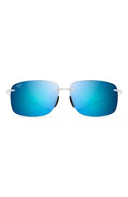 Maui Jim Hikina 62mm Polarized Round Sunglasses in Blue Hawaii/Matte Crystal at Nordstrom