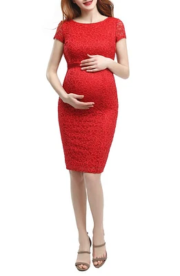 Kimi and Kai Nancy Stretch Lace Maternity Dress Red at Nordstrom,