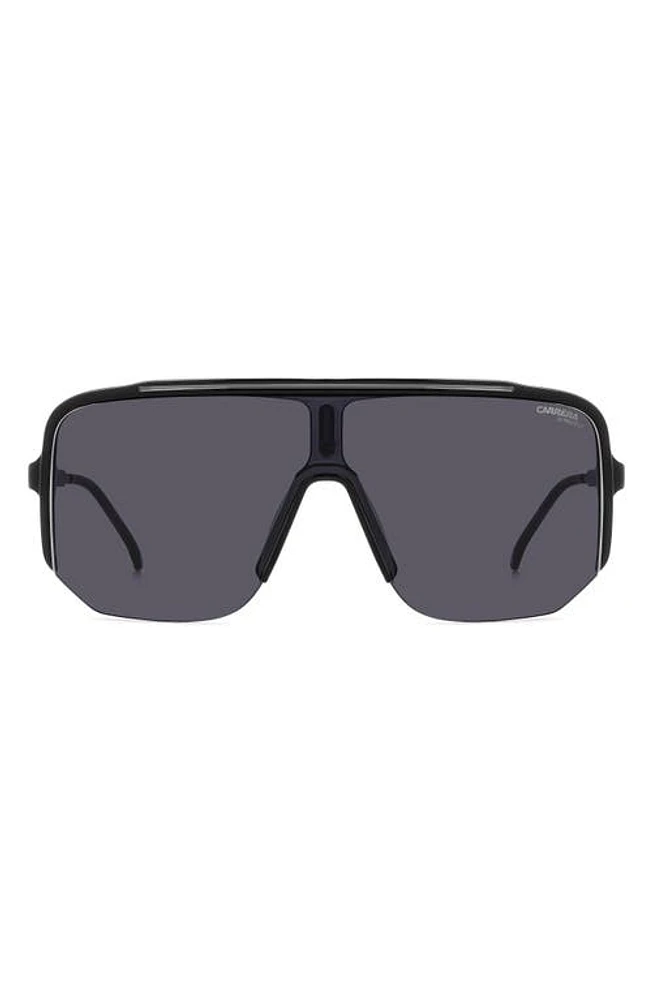 Carrera Eyewear 99mm Oversize Shield Sunglasses in Black Grey/Grey at Nordstrom