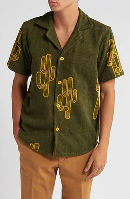 OAS Mezcal Terry Cloth Camp Shirt Green at Nordstrom,