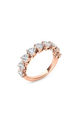 HauteCarat Heart Cut Lab Created Diamond Half Eternity Ring in Rose Gold at Nordstrom