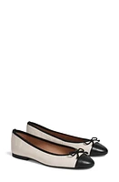 LK Bennett Kara Cap Toe Ballet Flat White/Black at Nordstrom,