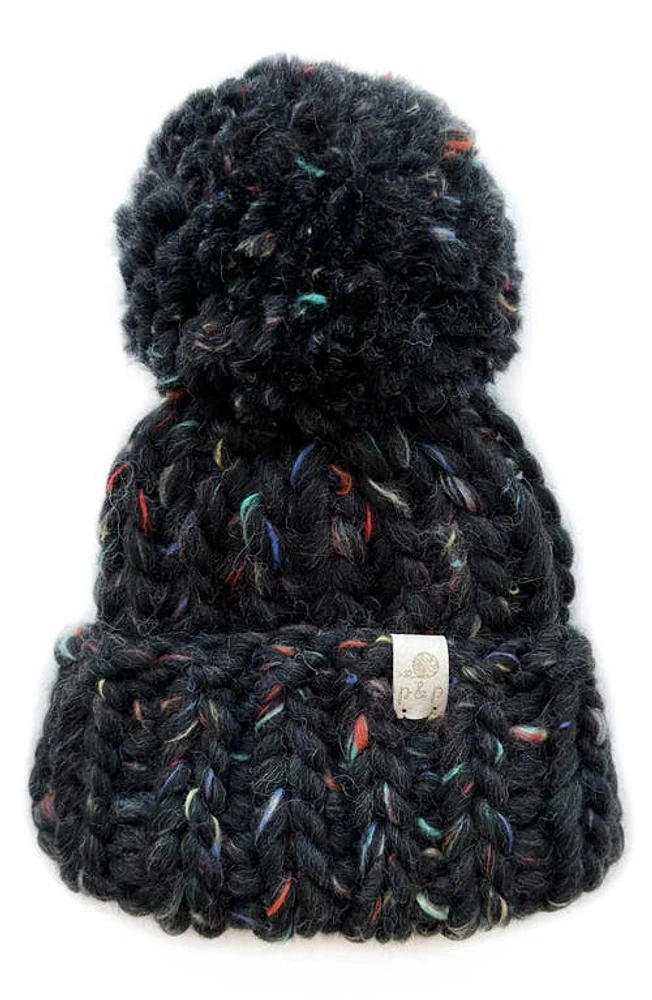 PINE + POPPY Denali Wool Blend Pompom Hat in Galaxy at Nordstrom