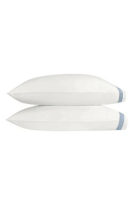 Matouk Ambrose Set of 2 600 Thread Count Egyptian Cotton Pillowcases in Bone/Hazy Blue at Nordstrom