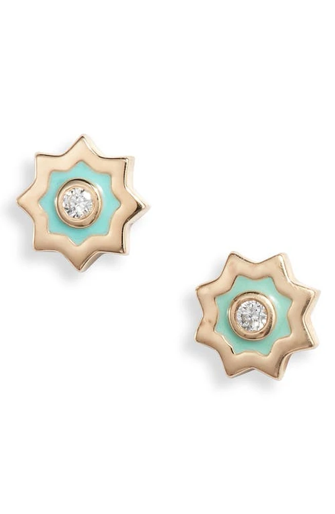 Anzie Diamond Starburst Stud Earrings in Green at Nordstrom