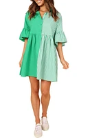 Petal & Pup Didi Empire Waist Shirtdress Green Stripe at Nordstrom,