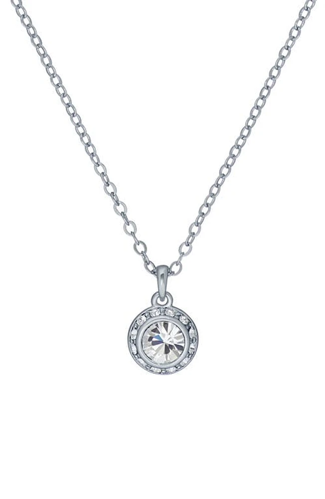 Ted Baker London Soltell Solitaire Crystal Halo Pendant Necklace in Silver Tone Clear Crystal at Nordstrom