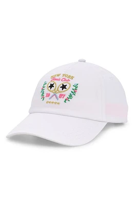 The Accessory Collective Kids' NY Tennis Club Embroidered Baseball Cap in White at Nordstrom