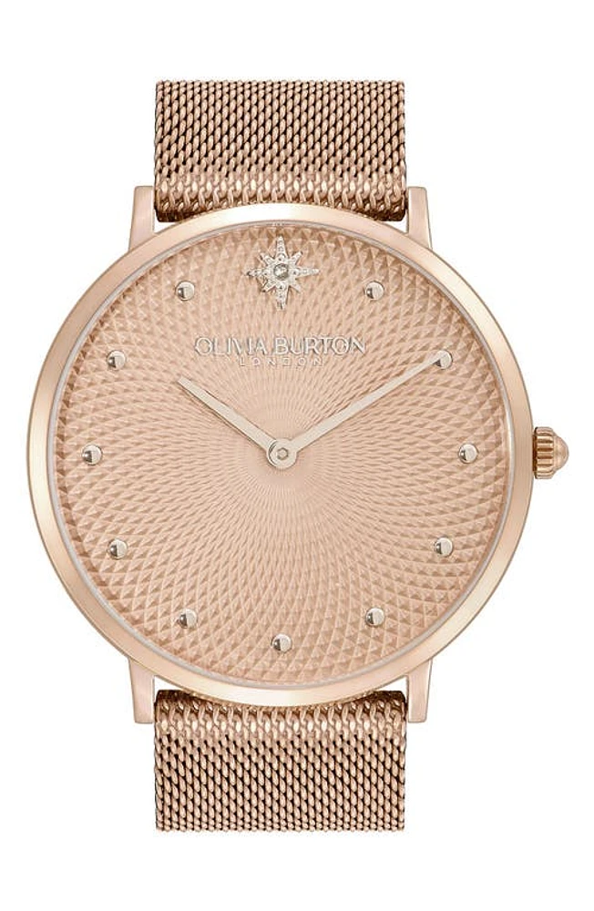 Olivia Burton Celestial Mesh Strap Watch, 40mm in Blush at Nordstrom