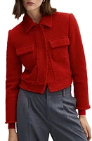 MANGO Crop Tweed Jacket Red at Nordstrom,