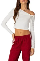 EDIKTED Winona One-Shoulder Crop Top White at Nordstrom,