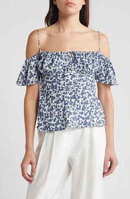 Faithfull the Brand Menton Off Shoulder Top Leilani Print/Mid Blue at Nordstrom,