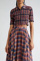 Ulla Johnson Jules Smocked Crop Cotton & Silk Shirt at Nordstrom,