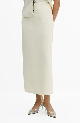 MANGO Back Slit Linen Skirt Vanilla at Nordstrom,