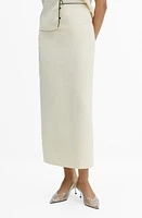 MANGO Back Slit Linen Skirt Vanilla at Nordstrom,