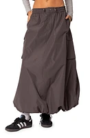 EDIKTED Bubble Cargo Maxi Skirt Gray at Nordstrom,