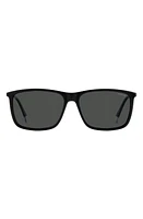 Polaroid 59mm Polarized Rectangular Sunglasses in Black/Grey Polarized at Nordstrom