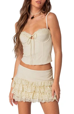 EDIKTED Maisie Lace Cup Corset Tank Cream at Nordstrom,