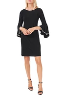 Chaus Rhinestone Trim Ruffle Sleeve Shift Dress Black/Silver at Nordstrom,