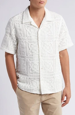 NN07 5390 Julio Cotton Crochet Camp Shirt Off White at Nordstrom, R