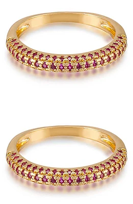 Ettika Simple Sparkle Set of 2 Rings in Ruby at Nordstrom