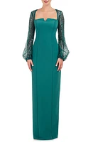 JS Collections Kim Sequin Long Sleeve Column Gown Teal at Nordstrom,