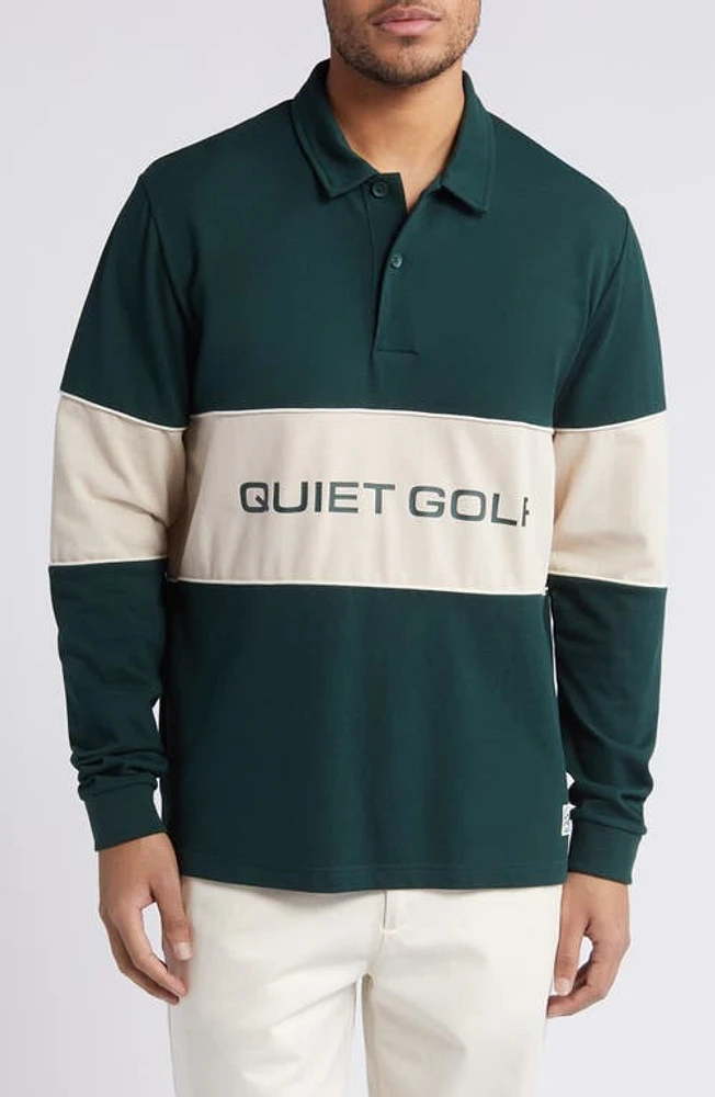 Quiet Golf Sport Logo Long Sleeve Polo Forest at Nordstrom,