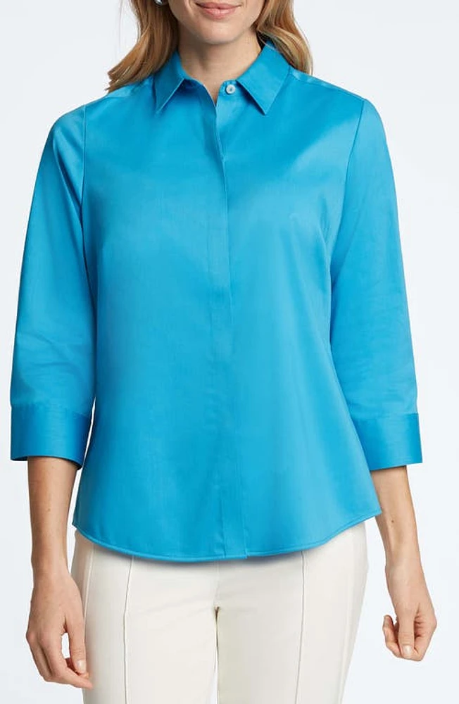 Foxcroft Luna Button-Up Shirt True Blue at Nordstrom,