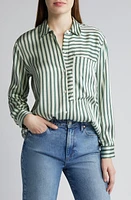 Rails Spencer Stripe Silk Shirt Eden at Nordstrom,