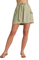 Bella Dahl Belted Linen Cargo Miniskirt Pale Palm at Nordstrom,