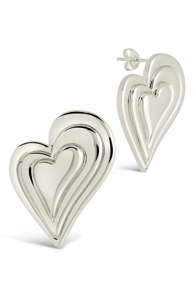 Sterling Forever Beating Heart Post Earrings in Silver at Nordstrom