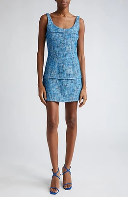 Emilia Wickstead Beata Scoop Neck Tweed Minidress Blue at Nordstrom, Us