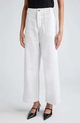 Nili Lotan Leon Wide Leg Cotton Pants White at Nordstrom,