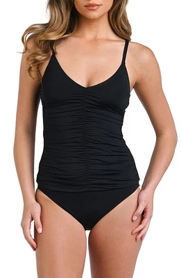 La Blanca Island Goddess Sweetheart Shirred Tankini Black at Nordstrom,