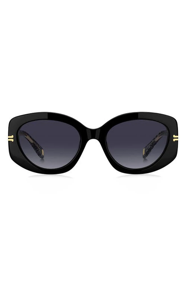 Marc Jacobs 56mm Gradient Rectangular Sunglasses in Black Pattern White/Grey at Nordstrom