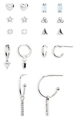 BP. Set of 9 Pair Earrings in Silver at Nordstrom