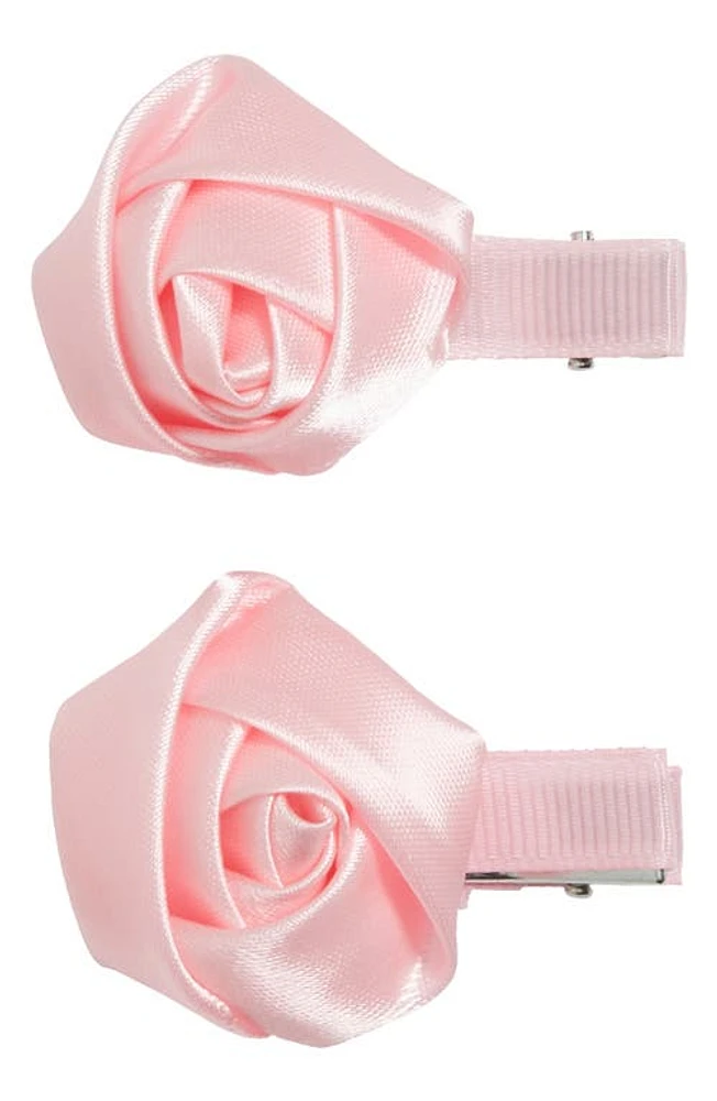 BP. 2-Pack Satin Rosette Barrettes in Pink Multi at Nordstrom