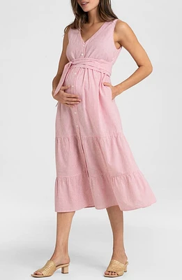 Seraphine Stripe Cotton Maternity/Nursing Midi Sundress in Red/White at Nordstrom, Size 2